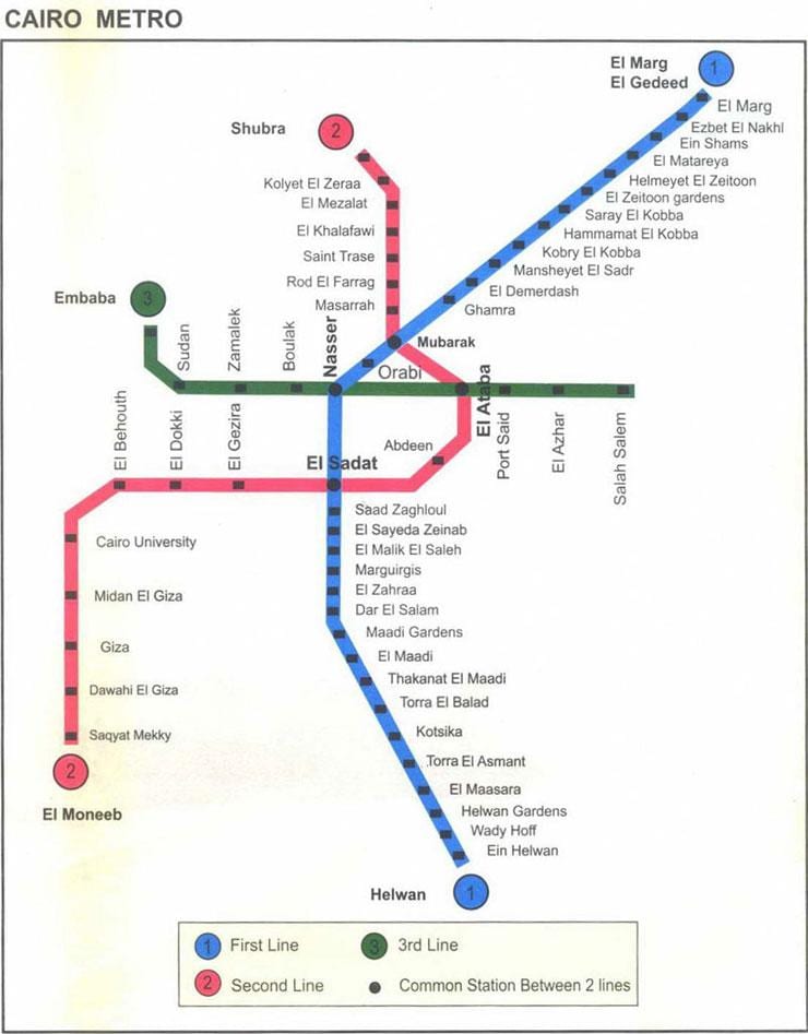 מפת הרכבת התחתית של קהיר